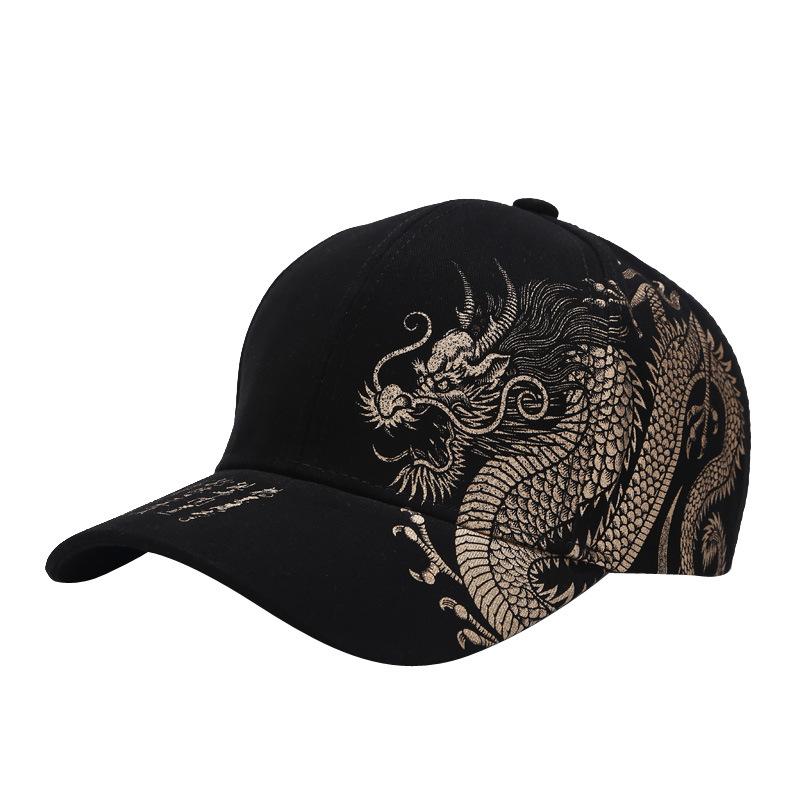 Chinese Style Dragon Patterned Baseball Cap for Men Outdoor Casual Duckbill Cap for Women Trendy Versatile Sun Protection Hat