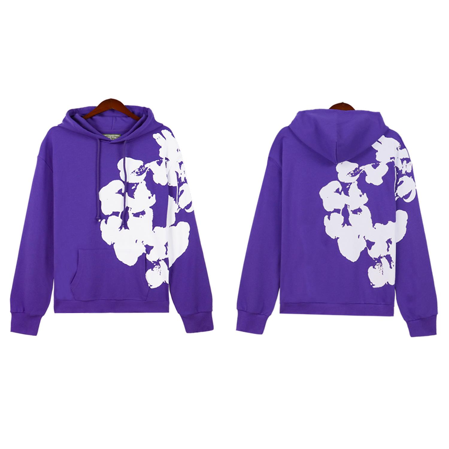 

Asymmetric Cotton Wreath Print Hoodie, Unisex Streetwear Pullover Hooded Sweatshirt, 3 Colors XL