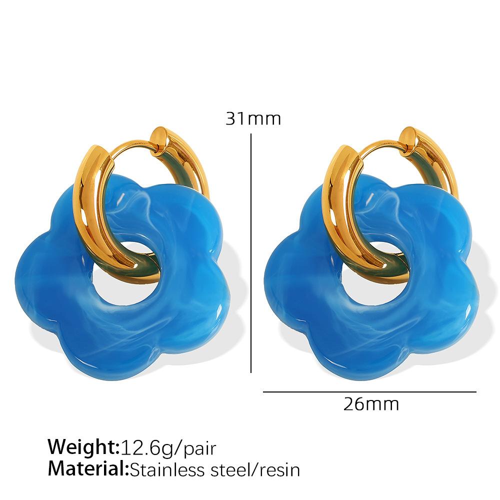 Dopamine Flower Ear Buckle Earrings Titanium Steel Stylish Simple Camellia Earrings Pastoral Jewelry