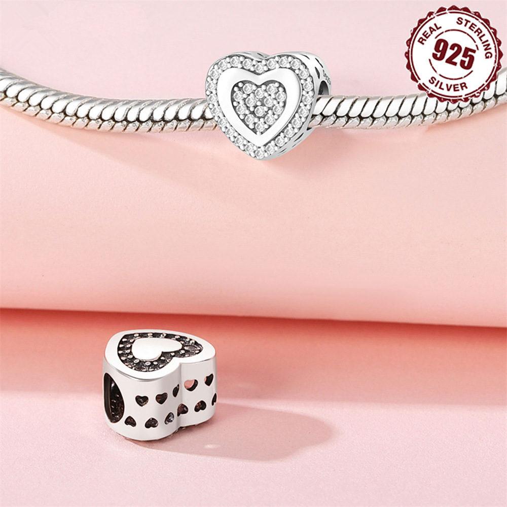 Authentic Charm Bead Charms Copper Love You Heart Pendant Bead Charms Compatible With Bracelets Bead Charms for Women Do It Yourself Jewellery Making