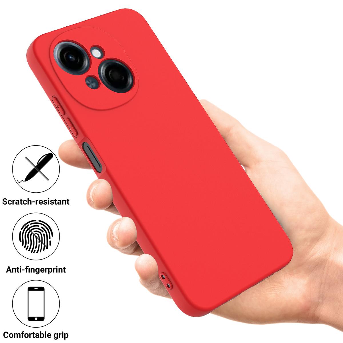 

For TECNO Spark Go 2025 Case Liquid Silicone Phone Back Cover with Hand Strap Red