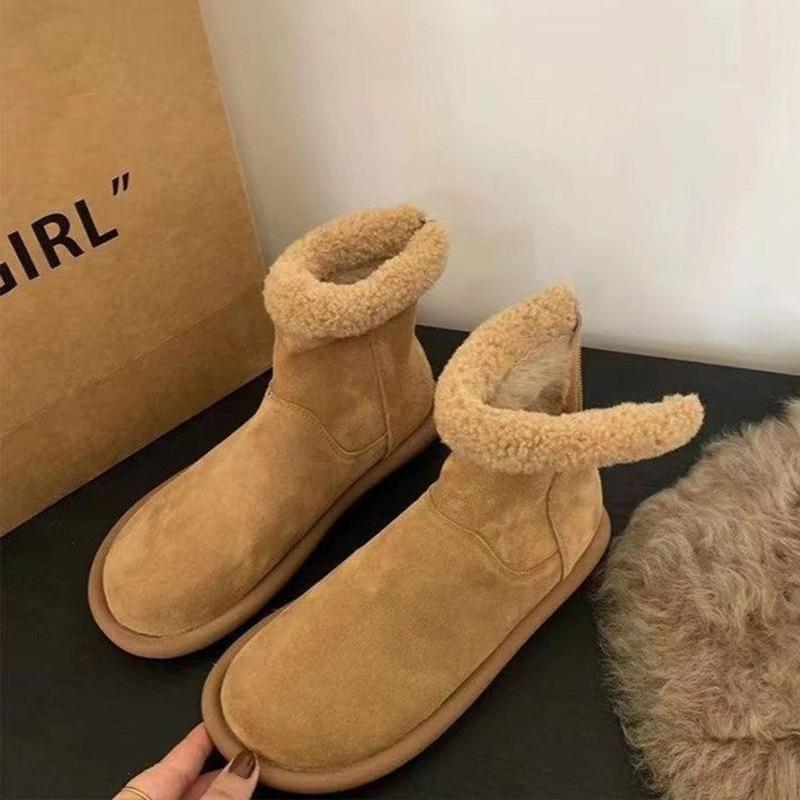 Women's Thick Bottom Fashion a Footstool Hairy Mouth Winter Lightweight Warm Anti Cold Snow Boots Non-slip Casual Sneakers Cotton Boots Fur Shoes