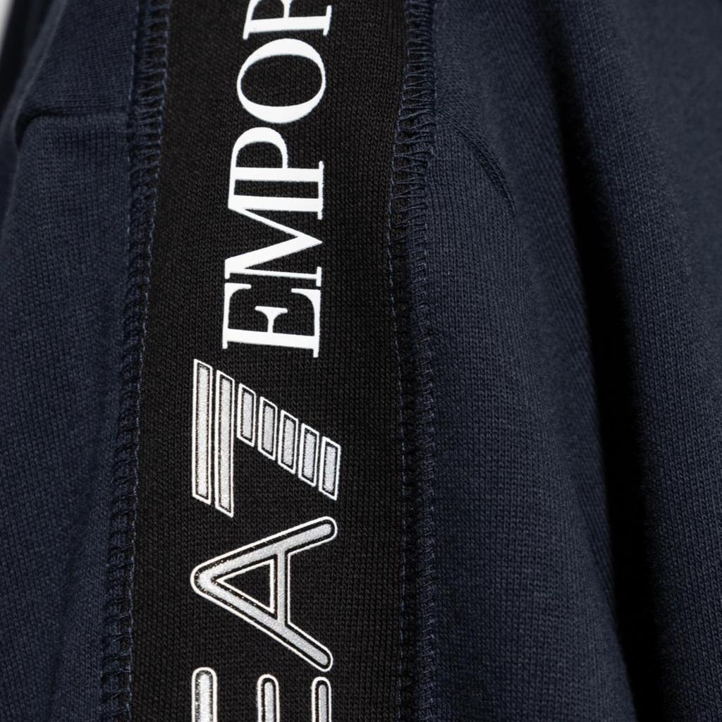 Emporio Armani Ea7 Fw24 Letter Logo Woven Strap Hooded Zip Long Sleeve Sweatshirt Men Sweatshirt Navy-Blue 6DPM12-PJOGZ-1562