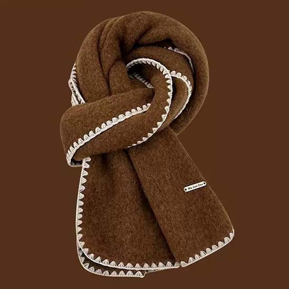 Solid Color Lock Edge Winter Scarf Soft Women Warmer Scarf Long Thickened Neckscarf  Christmas