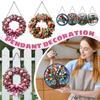 Flower Wreath 2D Flat Acrylic Garden Door And Window Pendant, Holiday Decoration Prop