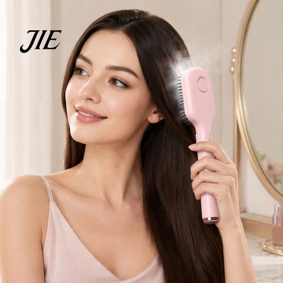 Electric Spray Hair Brush Massage Brush, USB Rechargeable Misting Air Cushion Comb Anti-Frizz Detangler Steam for Dry Damaged Tangle-free