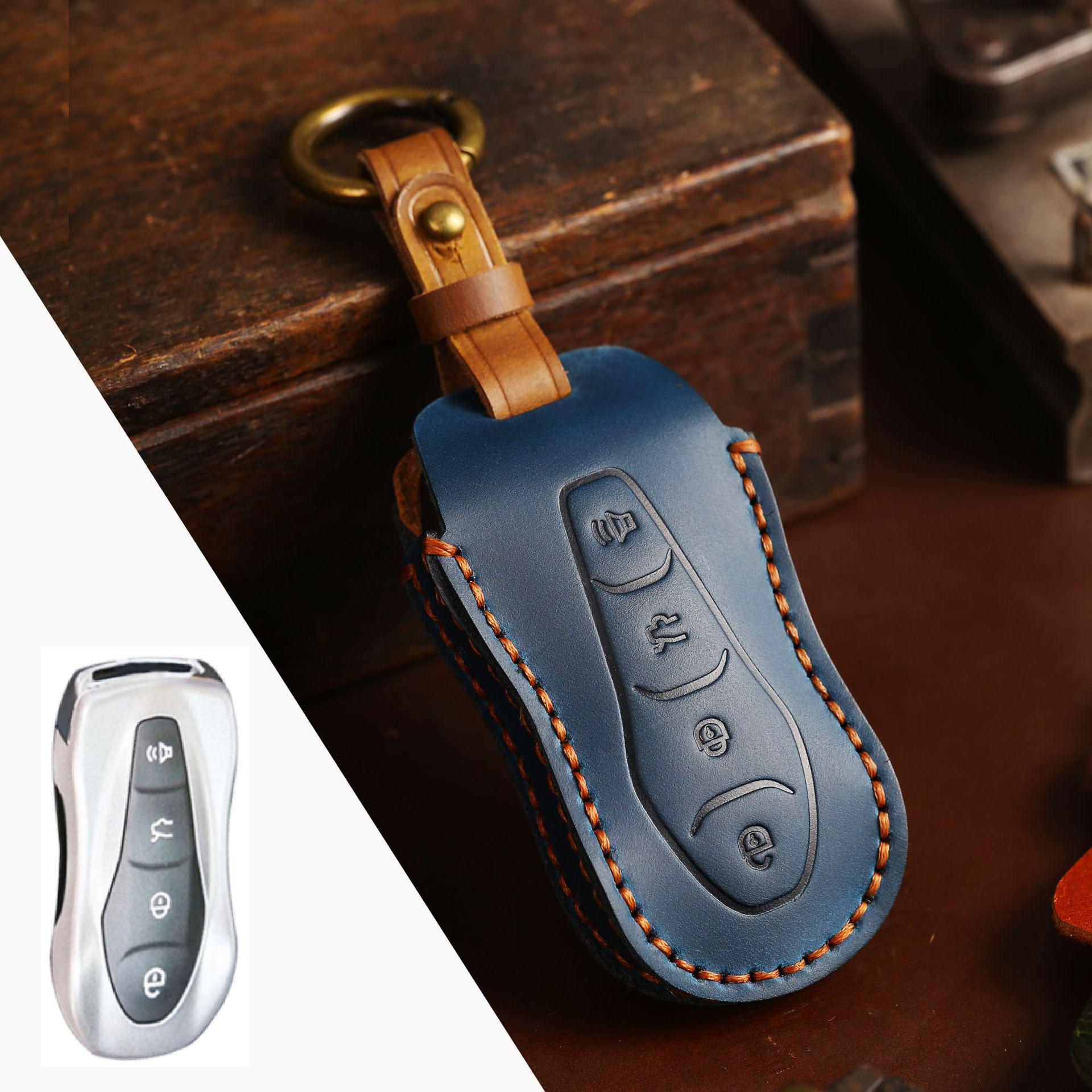 

Crazy Horse Leather Key Cover for Geely Models: Boyue, Dihao, Borui, Xingyue, Binyue, Binrui