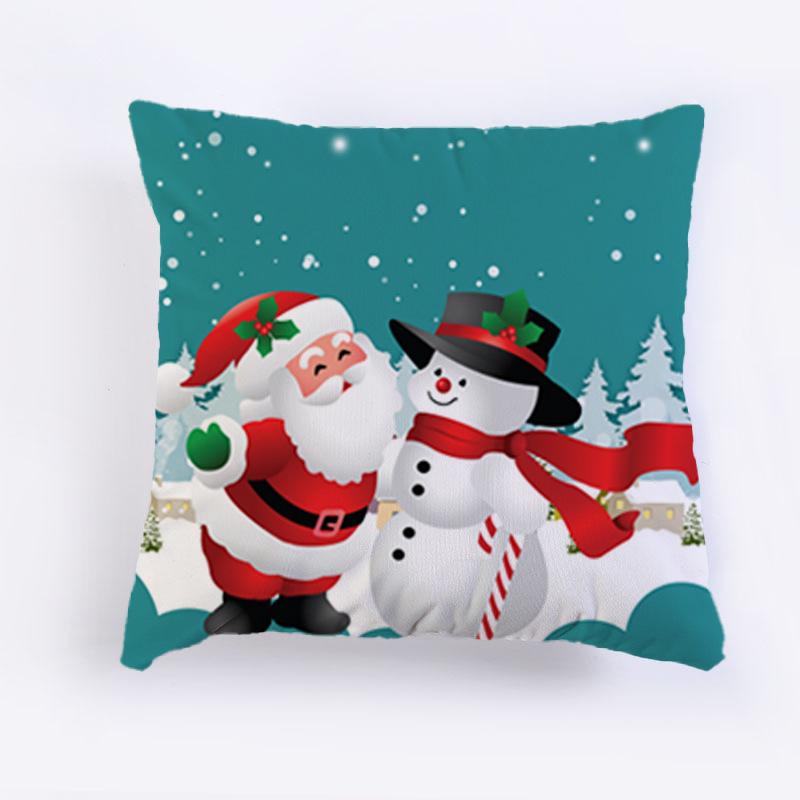 Christmas Throw Pillow Cover Festive Santa Claus Pillow Cover Sofa Cushion Cover