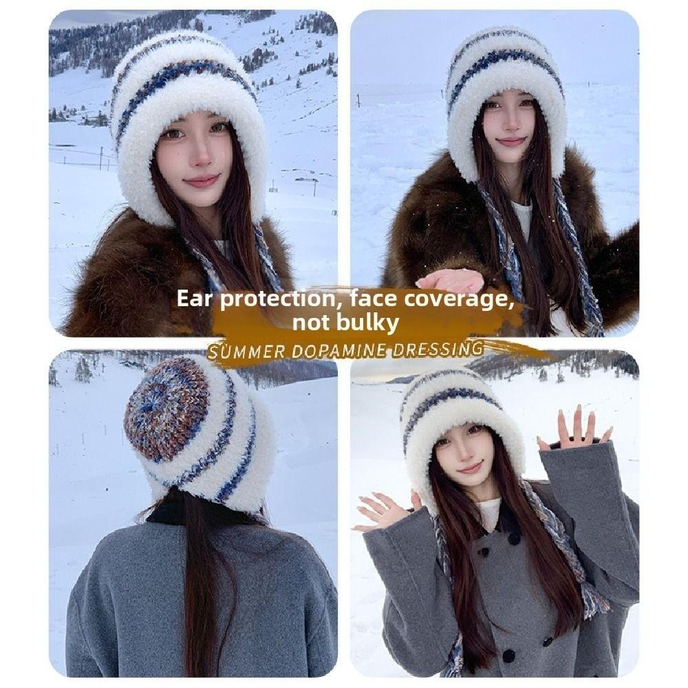 Soft Plush Pullover Hats Korean Style Knitted Warm Hat Fashion Fluffy Beanie Hat  Outdoor