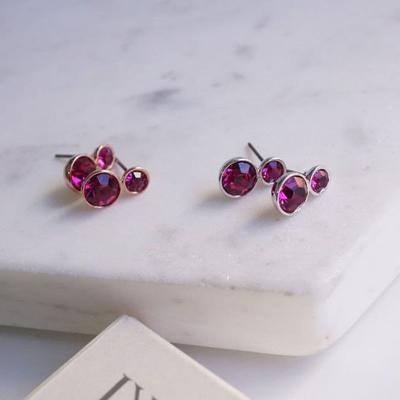 E407 Fuchsia Österreichische Echte Kristall Ohrringe