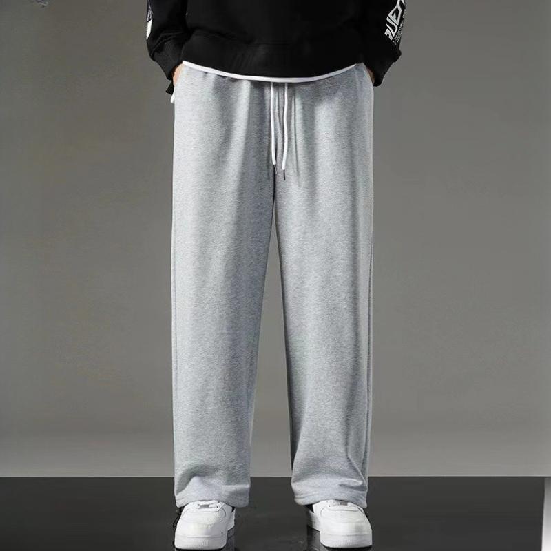 Pánské jarně-podzimní sportovní kalhoty se širokými nohavicemi, podšívkované fleecem, podzimně-zimní ležérní tepláky, volné kalhoty s rovnými nohavicemi pro mládež