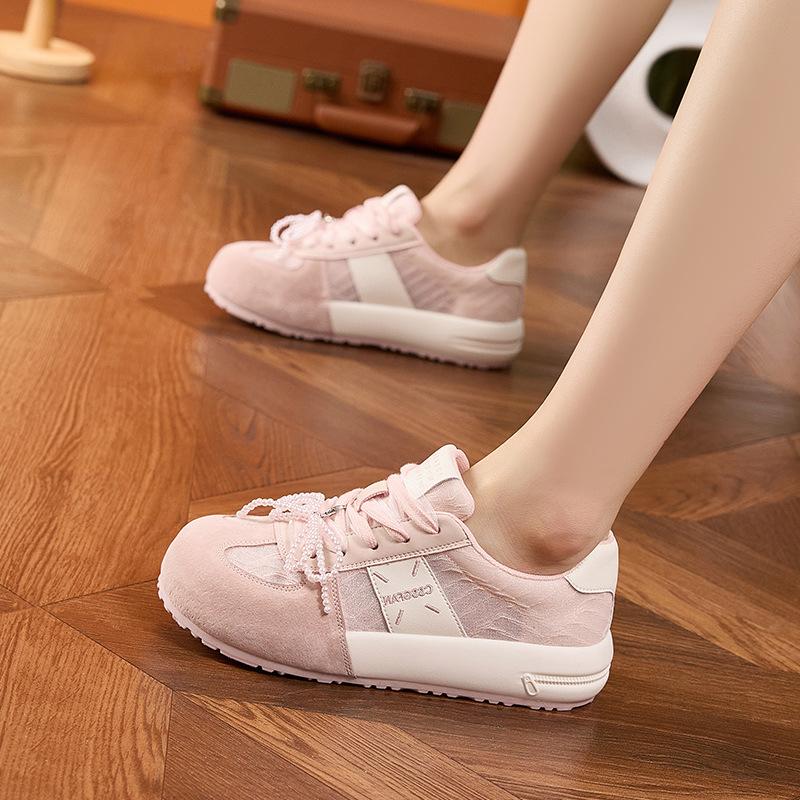 Leather mesh breathable German training shoes women's 2025 spring and summer new thick-soled non-slip fashion Forrest Gump versatile casual board shoe