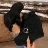 Fashion New Round Toe Buckle Boots for Women Sexy Ankle Boots Platform Heels Sleeve Middle Barrel Banquet Suede Big Size 36-43