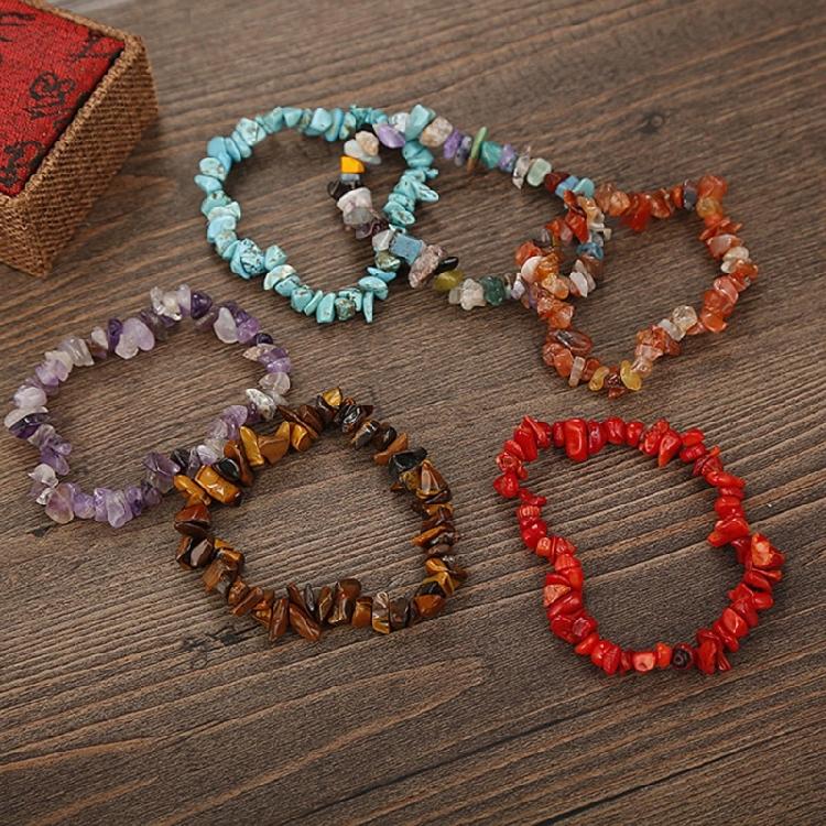 Armband aus Natursteinperlen, Chip-Schmuck, Amethyst, Aquamarin, Armband, Armreifen