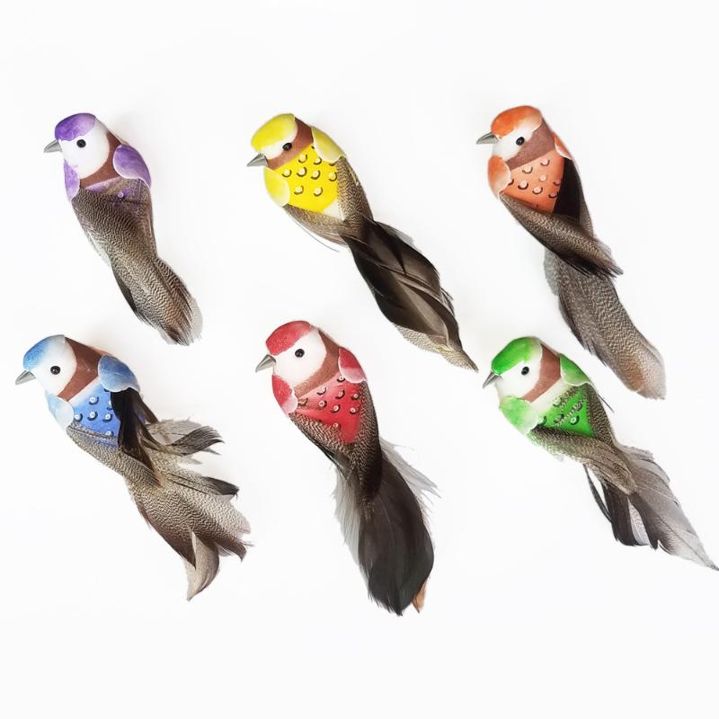 6pcs Foam Feather Artificial Birds Imitation Bird Model Home Outdoors Garden Wedding Decoration Ornament DIY Party