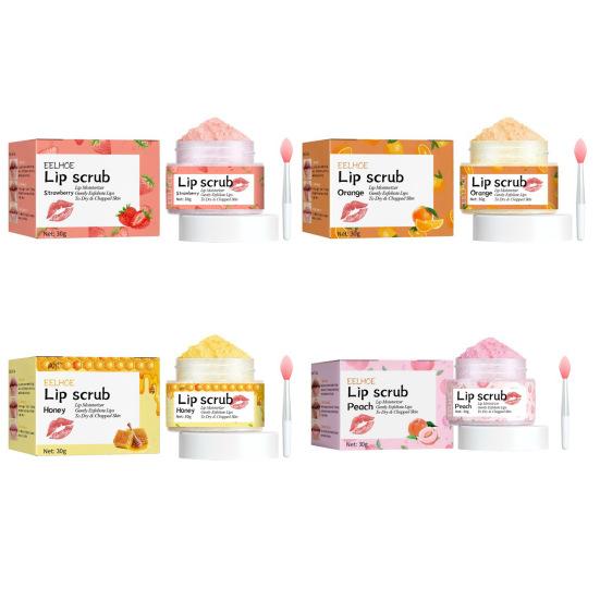 Lipstick Nourishing Lip Scrub 30g Exfoliating Lip Mask for Night Repair Strawberry Orange Honey Peach Flavors Natural Lip Care for Dry Peeling Lips