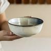 Special Kiln Change Blue Ceramic Bowl Retro Salad Bowl Home Restaurant Tableware Bowl Vegetable Bowl Round Noodle Bowl Soup Bowl