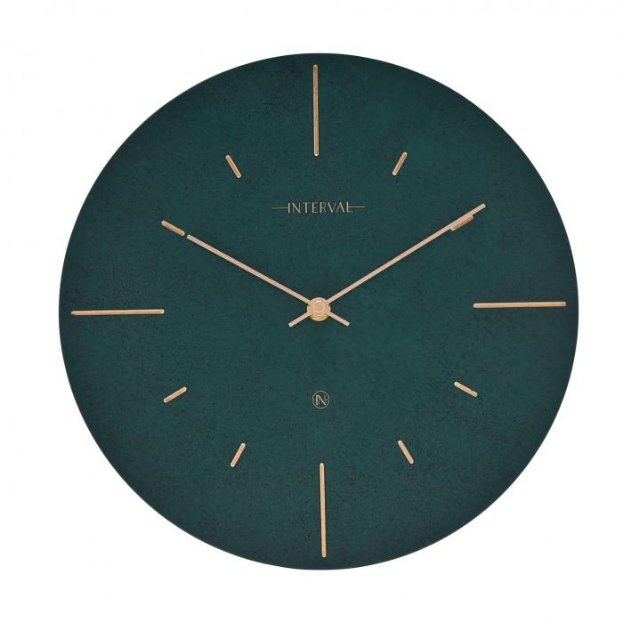Interval Resin Wall Clock 30cm - Emerald & Gold