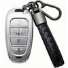 for Hyundai Key Fob Cover with Leather Keychain Soft TPU Full Protection Key Case Shell Holder Compatible with 2024 2023 2022 2021 Sonata Santa fe
