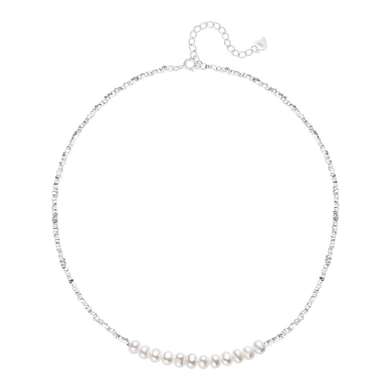 Zhou Da Sheng Broken Silver Freshwater Pearl Necklace