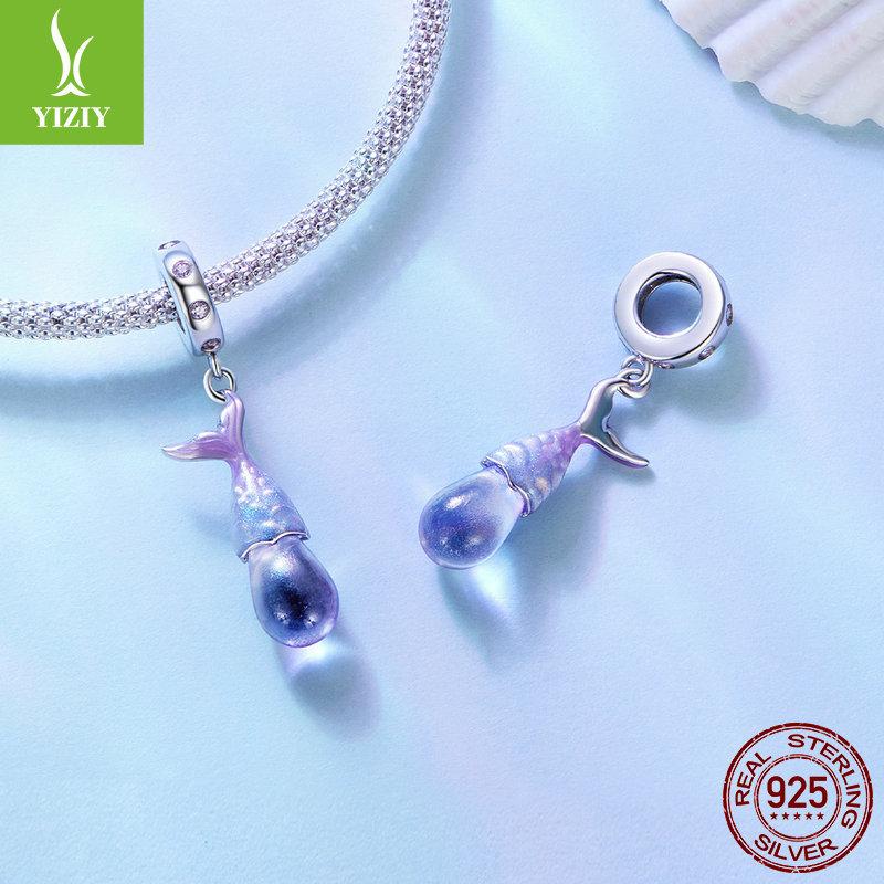 Purple Dream Mermaid Tears Diy Bracelet Necklace Pendant, Niche S925 Sterling Silver Beaded Accessories