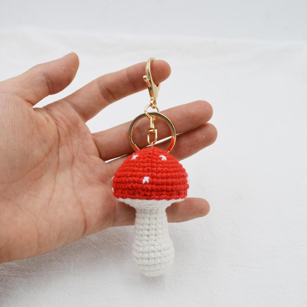 Handmade Crochet Mushroom Pendant – Exquisite Yarn Ornament & Bag Charm