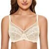 Large Size Bra for No Makes You Look H95 [DOBREVA] Women, Lace, See-through, Sexy, Underwired, Pads, Smaller, Parchment,