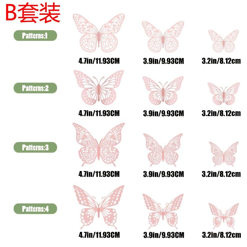48Pcs/4Set 3D Butterfly Wall Decor 4 Styles 3 Sizes,Butterfly Decorations For Butterfly Birthday Party Cake Room Decorations