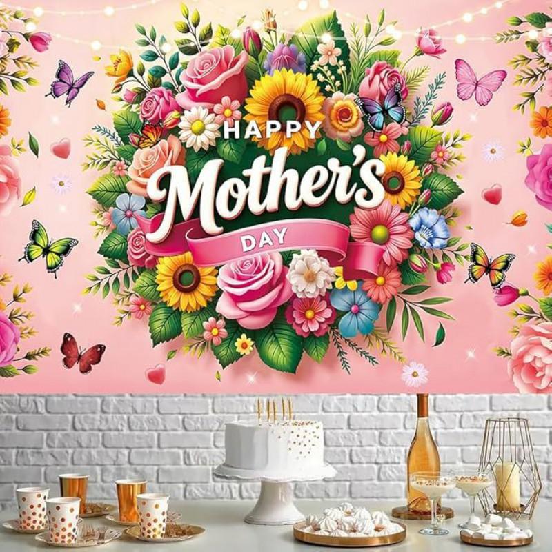 Temu Flowers Mother's Day Party Celebration Decorative Background Cloth Courtyard Decoration