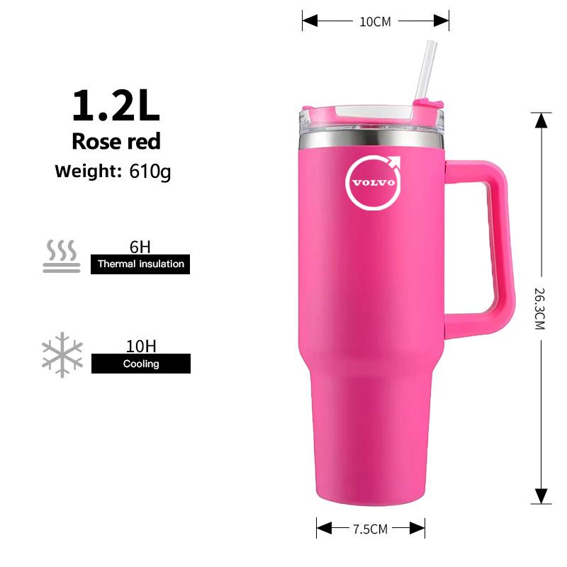 AABAO1 Car Logo Thermos Cup High Quality Insulated Thermos Double Wall Thermal Iced Travel Cup For Volvo V50 S60 S90 S80L EX30 V40 XC90
