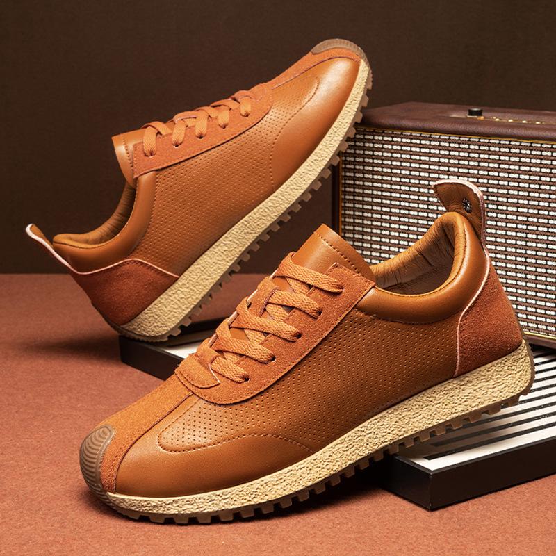 Fashion 2025 Men's Spring Fly Weave Breathable Casual Sports Shoes Versatile Thick Sole Height Increasing Comfortable Chunky Sneakers