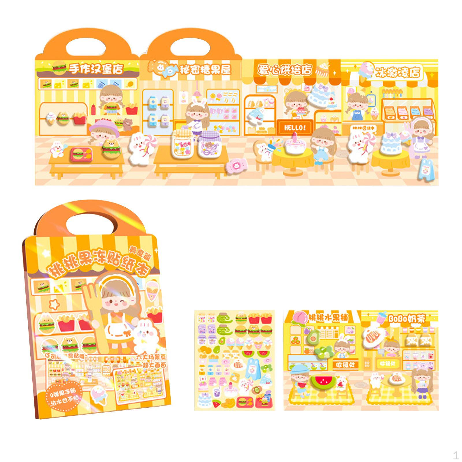 Reusable Sticker Book Children Craft Stocking Stuffers Activity Gifts Food