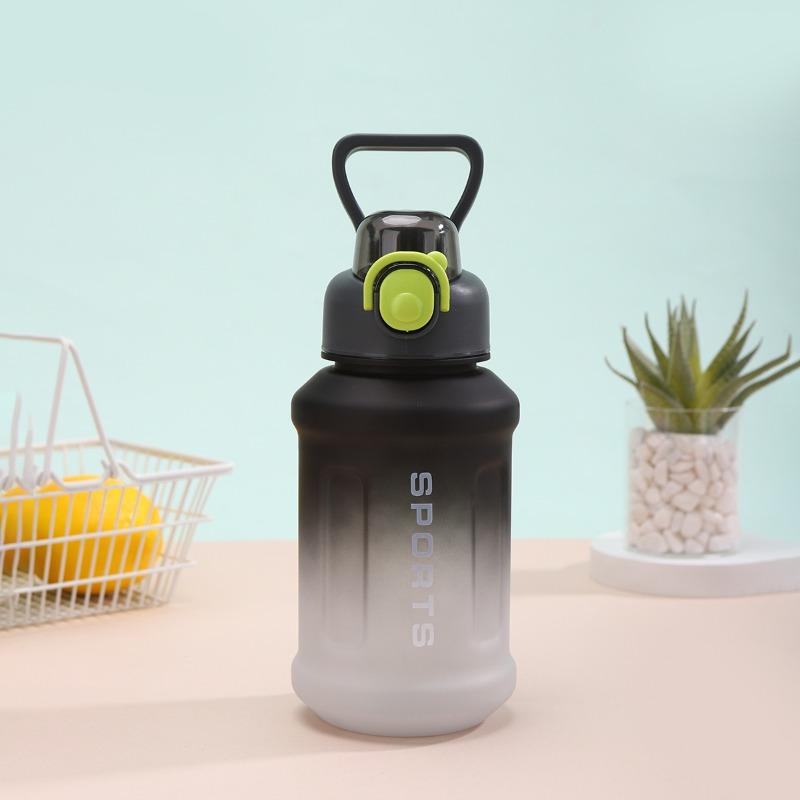 2026 Portable 1300ml Large Capacity Gradient Color Water Bottle Frosted Cup Plastic Straw Cup Sports Drinking Water Tool
