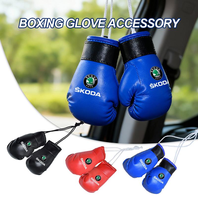 Pjxbt2 For Skoda Car Boxing Gloves Rearview Mirror Pendant Hanging Pendant Souvenir Accessories Kamiq MK3 Roomster Rapid Kodiaq Karoq