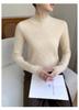 High-End Women's Cashmere Knit Lace Top - Long Sleeve, Half High Collar, Mesh Base Layer for Spring & Autumn