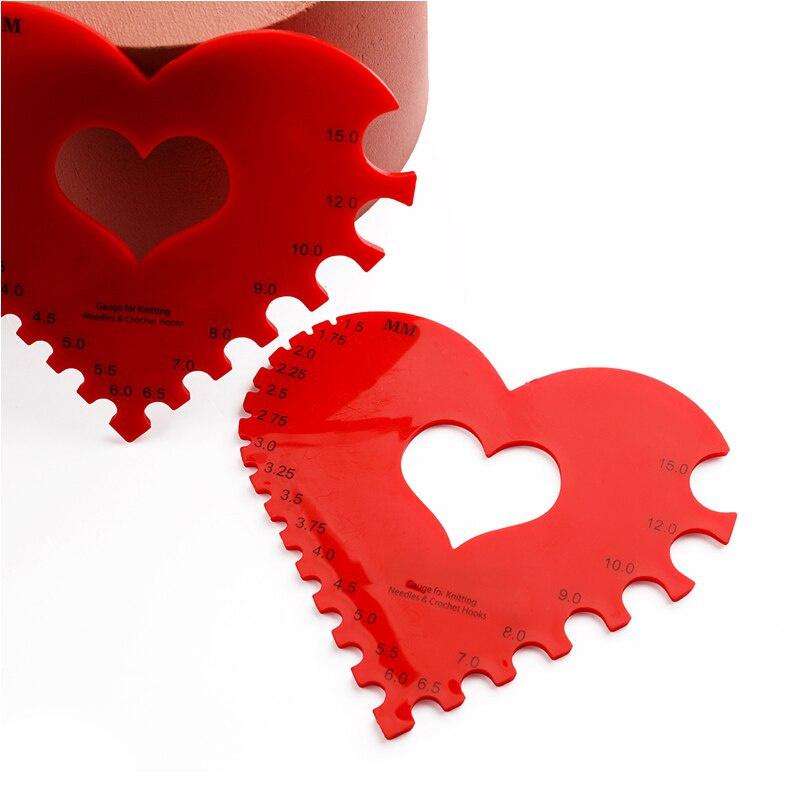 Háčkovací jehlice Velikost ABS Tvar srdce Lásky Měřicí pravítko Šicí doplňky Nástroje