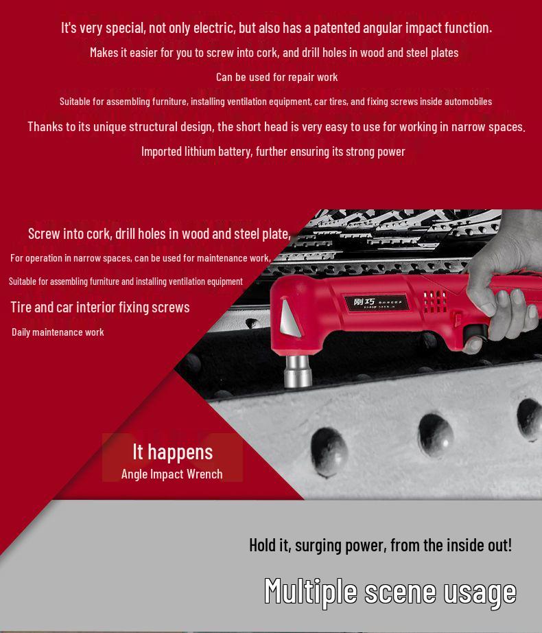 Coincident Electric 90° Ratchet Wrench with Lithium-Ion Battery