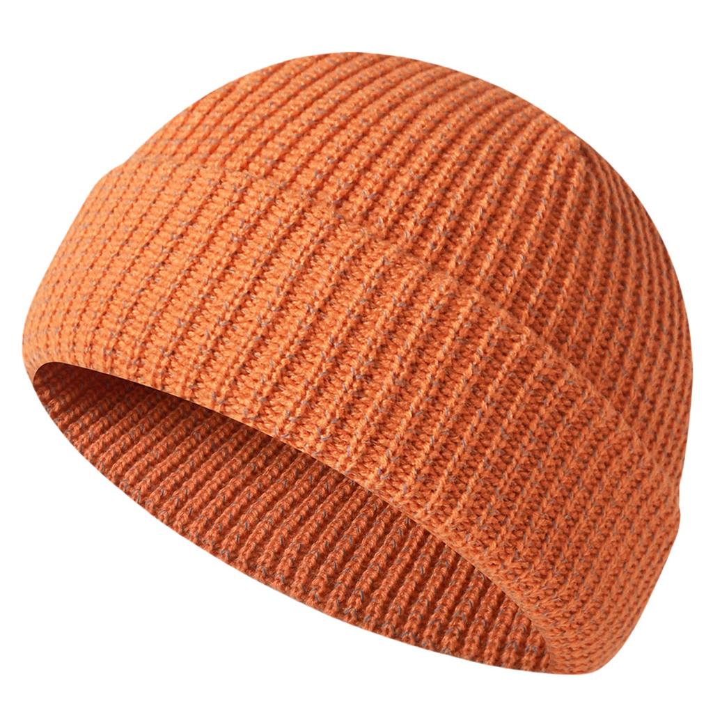 Reflective Beanie Hat Fishing Night Running Hats Outdoor Windproof Knitted Hat for Outdoor Sports and Hiking