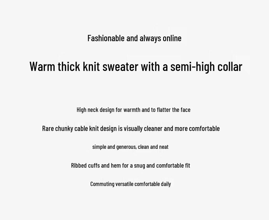 Women's Warm Turtleneck Cable Knit Sweater