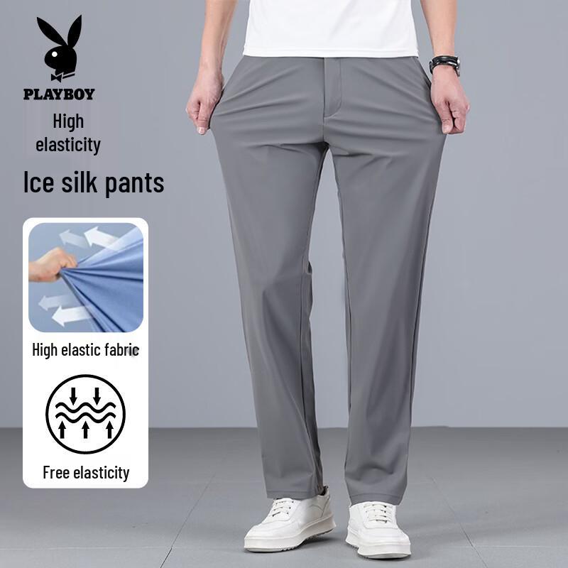 PLAYBOY Men s Ice Silk Straight Leg Casual Pants 36