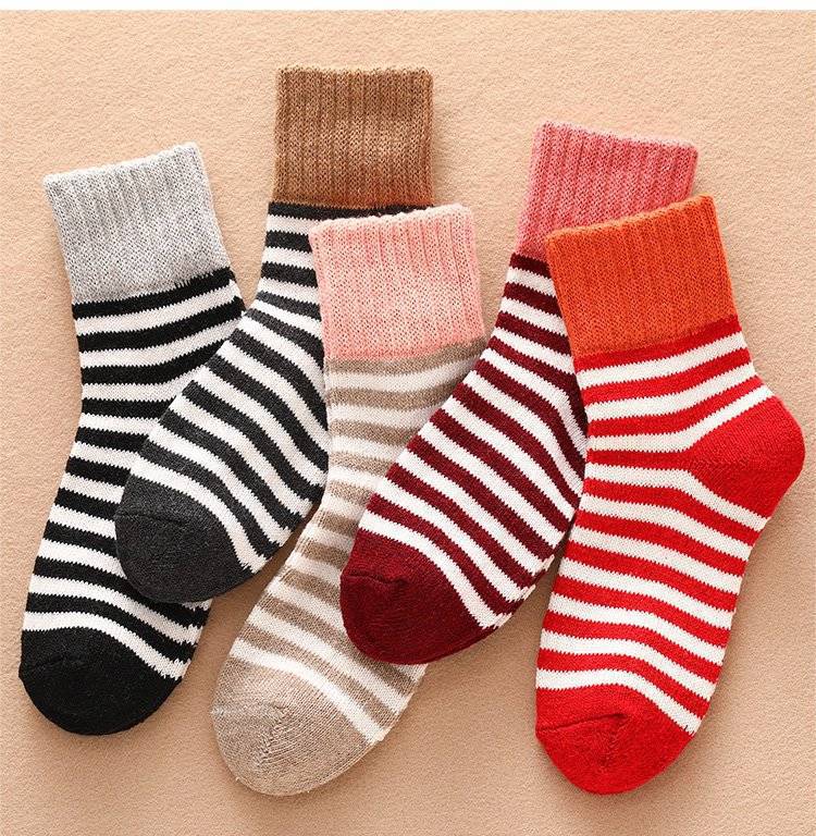 5/10 Pairs Comfortable Casual and Versatile Winter Women's Daily Wear Warm Thick Literary Socks Tutu Pattern Wool Socks Casual Versatile