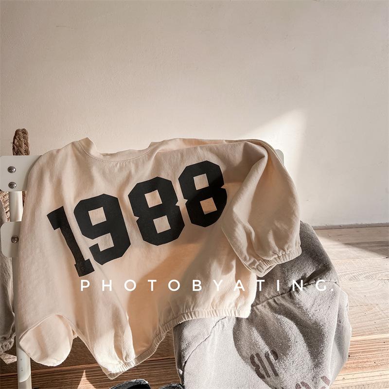 Kids Korean Style Solid Color Long Sleeve Crew Neck Sweatshirt Base Layer Top