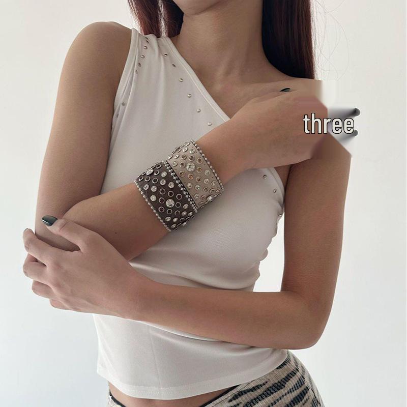 Elegant Gepersonaliseerd Leer Strass Armband - Veelzijdig Ontwerp voor Vrouwen