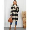 2025 Winter New Long Plaid Double-sided Wool Coat Women's Elegant Lapel Woolen Outerwear for Europe and America