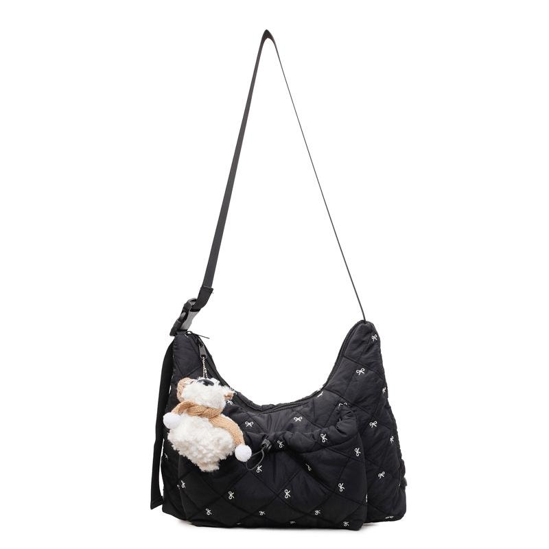 

2025 new foreign-style cotton clothing bag autumn and winter versatile lightweight shoulder bag large capacity high-end fashion messenger bag no pendant