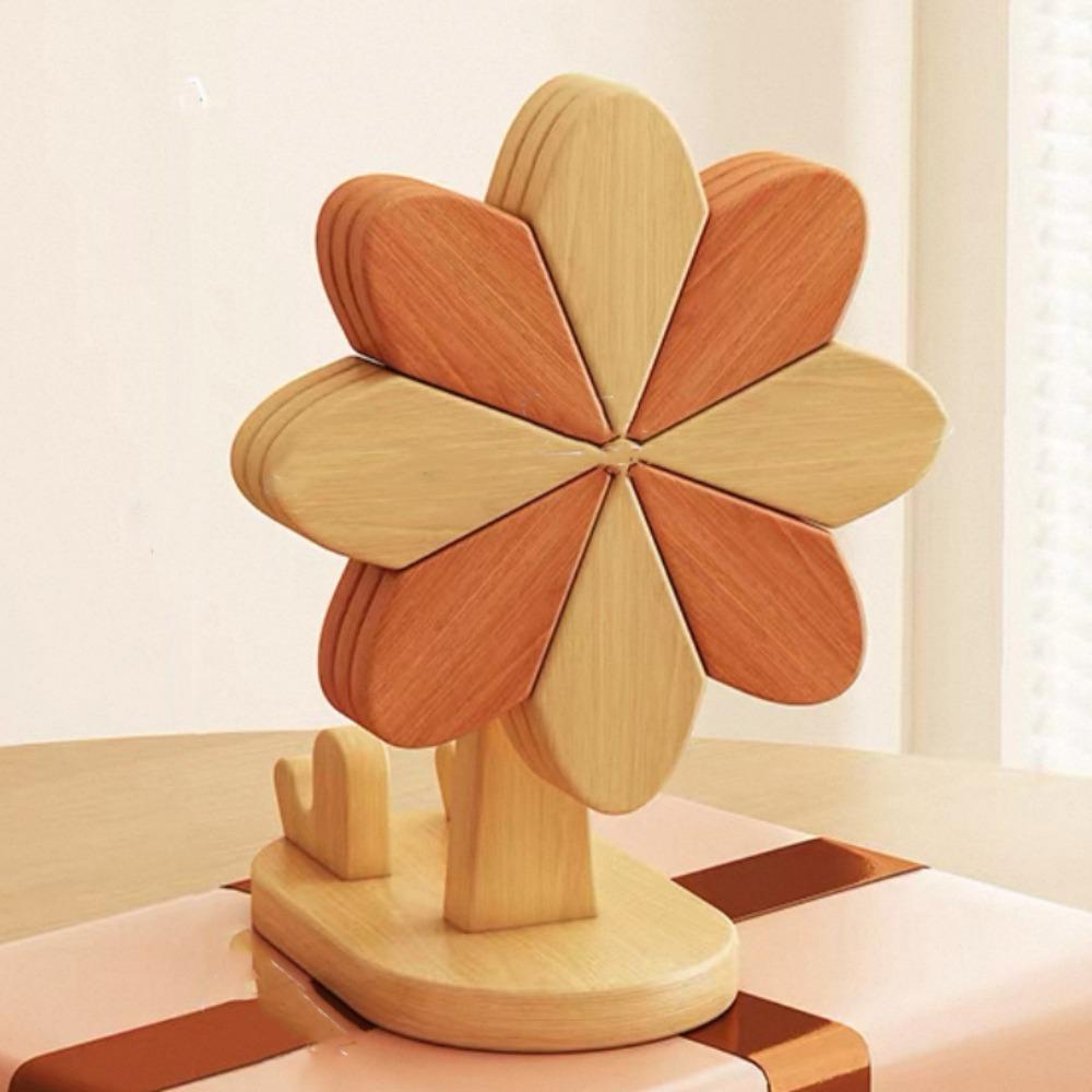 Thicken Wood Trivets Two-Tone Color Pot Holders Cup Mat Heat Resistant Mat Dining Table 3 Pieces