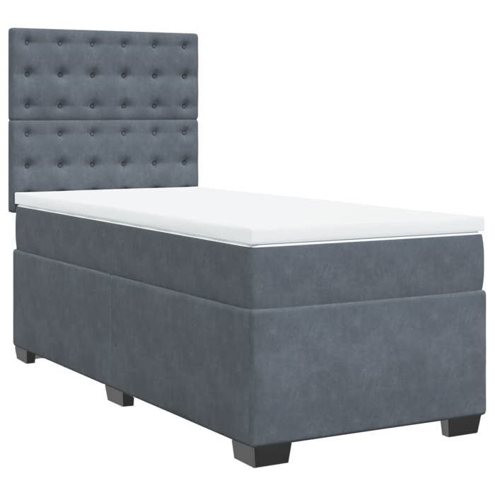 Maison Exclusive - Sommier à lattes de lit et matelas Gris foncé 90x190 cm Velours