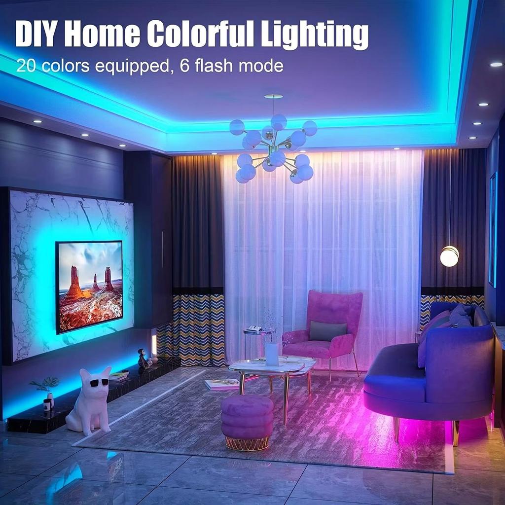 1–30M RGB LED Strip Lights 5V USB Bluetooth APP & 24-Key Remote Control Flexible Light for TV Backlight Bedroom Party Decor