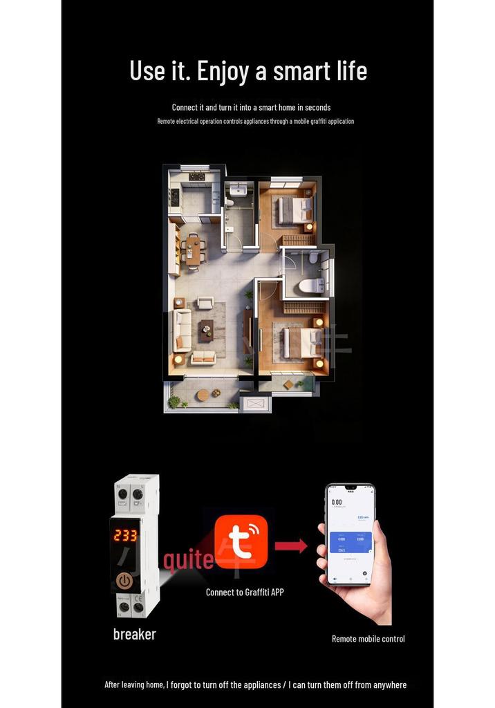 Graffiti Smart WiFi Circuit Breaker with Remote Control & Voltage Protection
