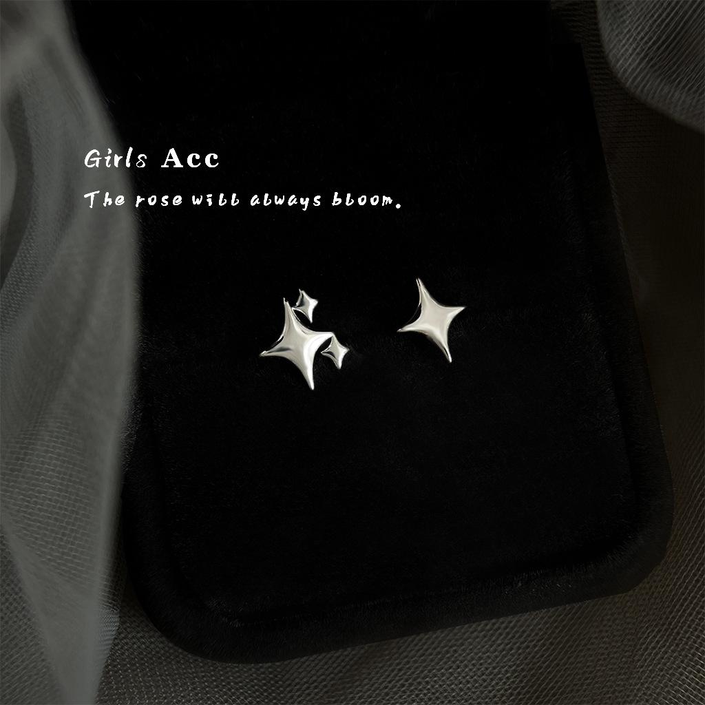 925 Silver CZ Star Moon Asymmetric Hoop Earrings for Women Gold Silver Stars Moon Circle Earrings Party Jewelry Gifts